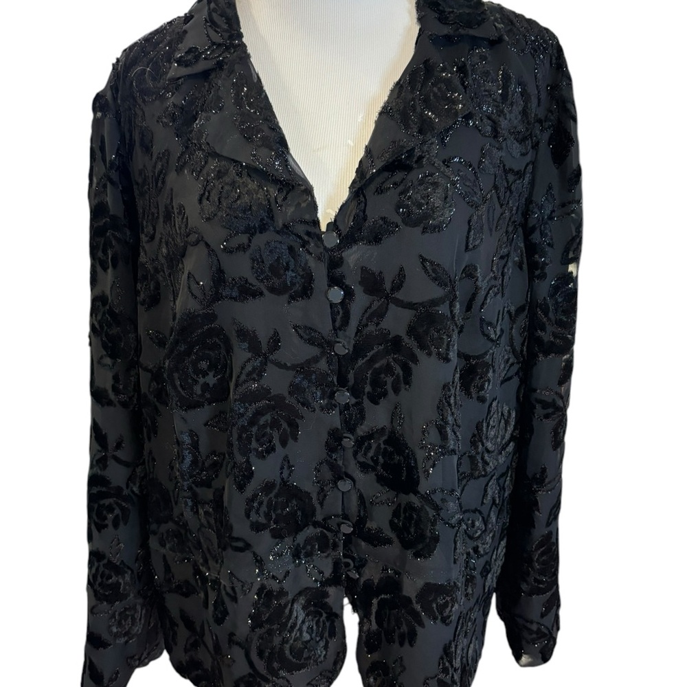 Talbots Women’s Chic Black Floral Blouse‎ Size 20W (NWT)